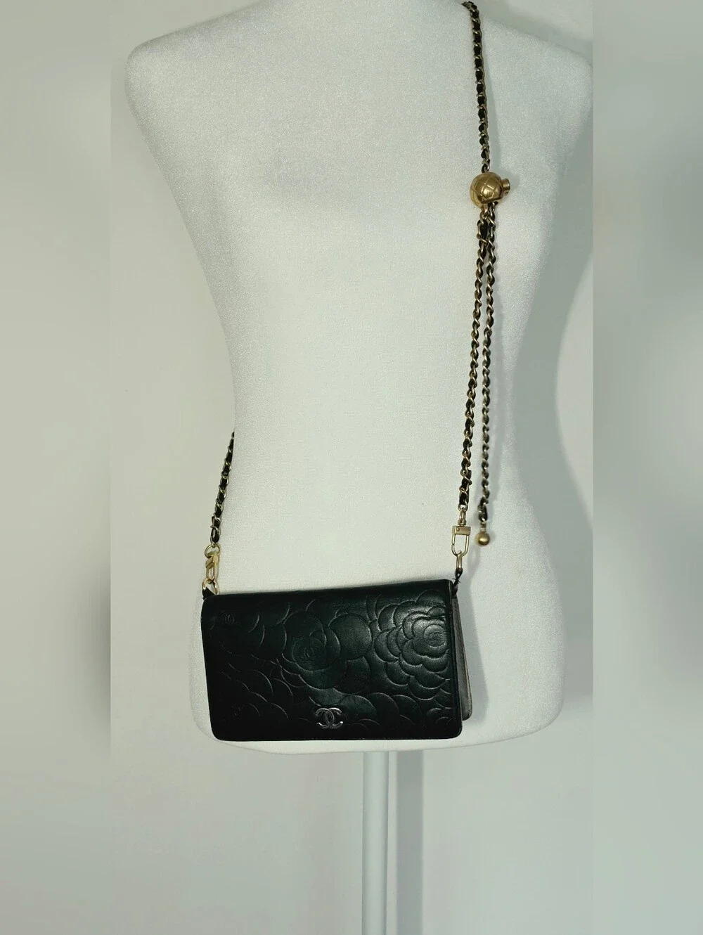 Authentic Chanel Long Clutch/Wallet Black Leather